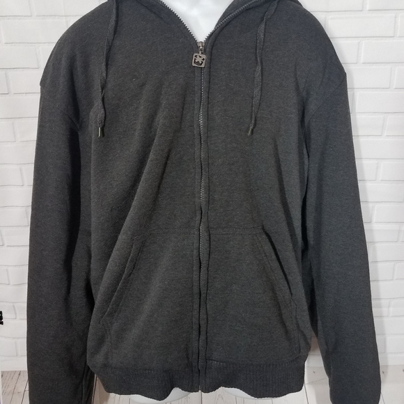 Gray Zip Front Fleece Lined Thick Sweater - Picture 2 of 13